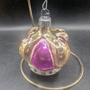 Elegant Purple and Gold Holiday Ornament